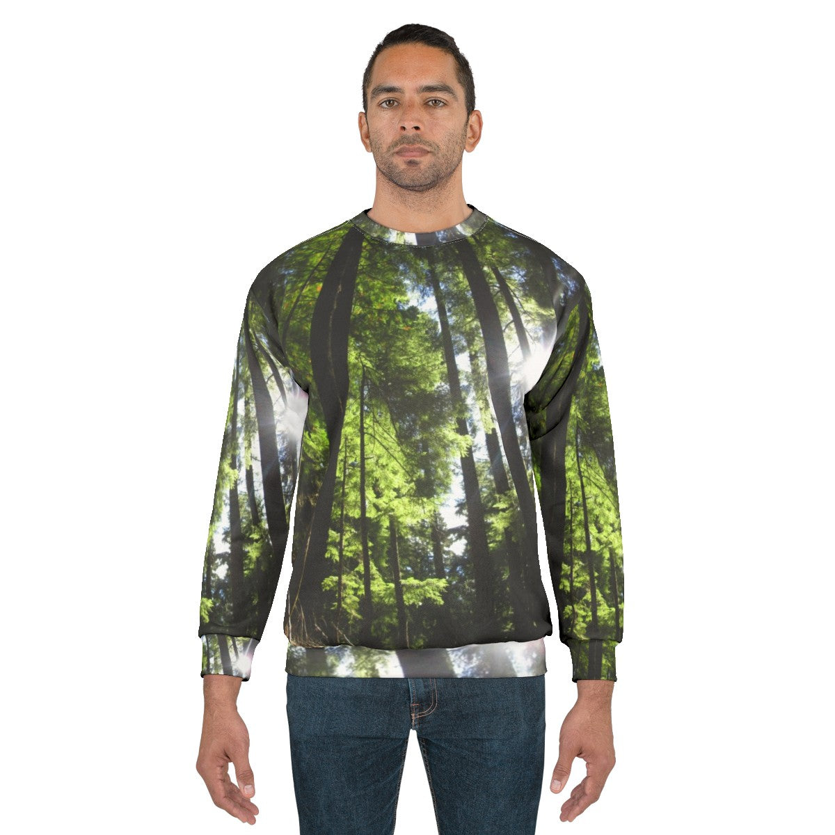 Sunlit fir trees sweatshirt for outdoor activities - men