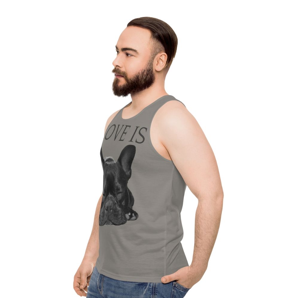 Unisex tank top with a cute French bulldog design - men side