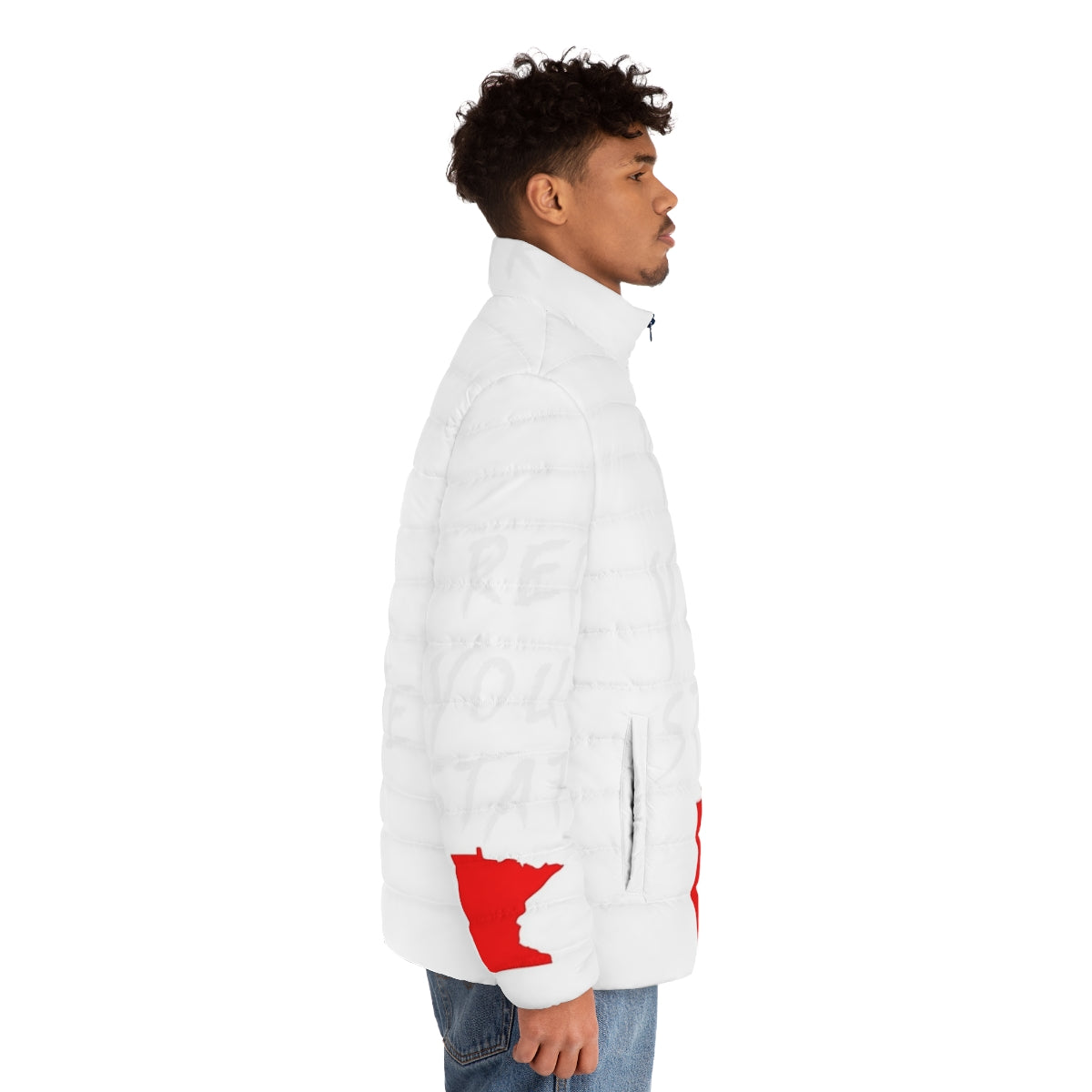 Minnesota Puffer Jacket featuring a state design - men side right