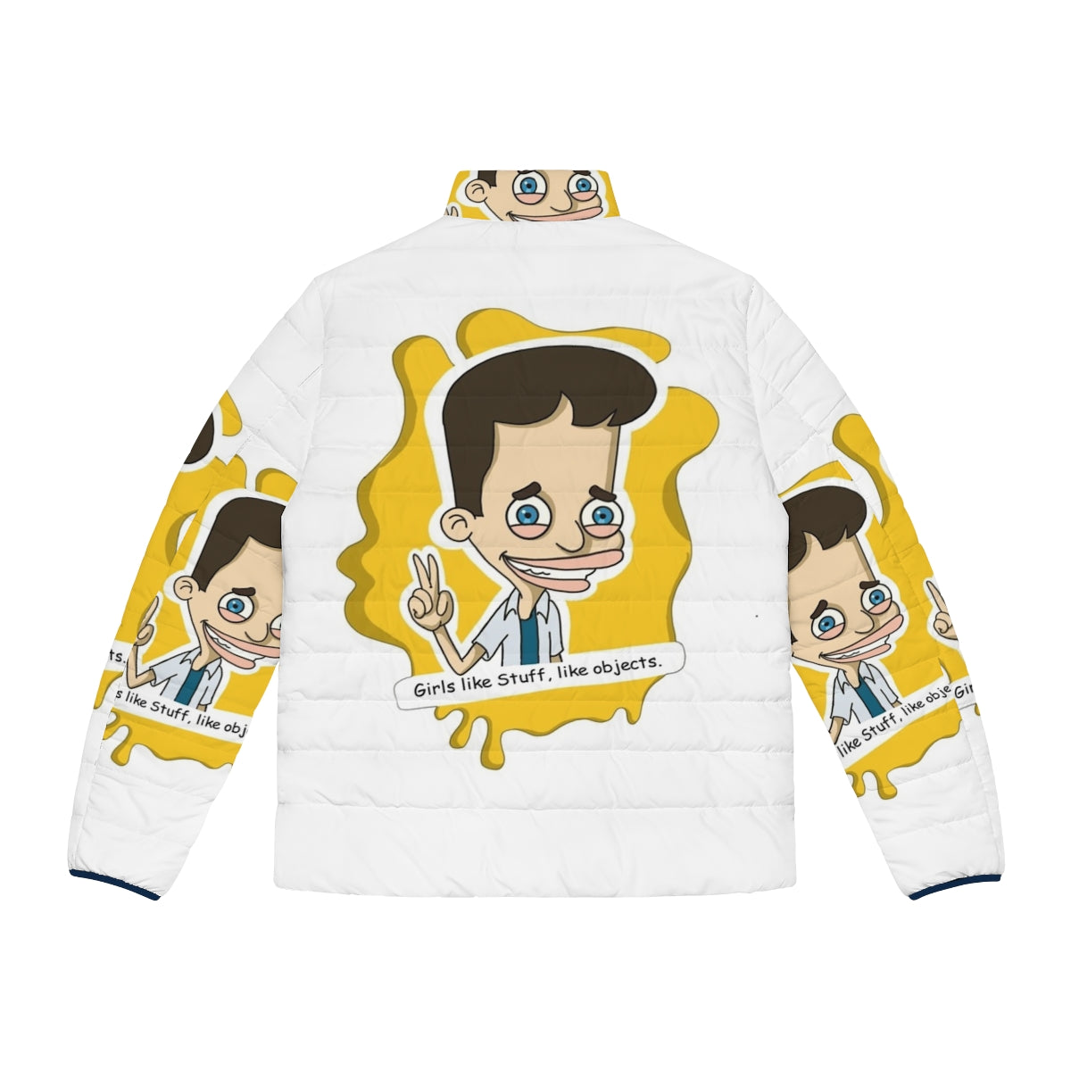 Big Mouth Netflix Puffer Jacket featuring Nick from the popular Netflix series - Back