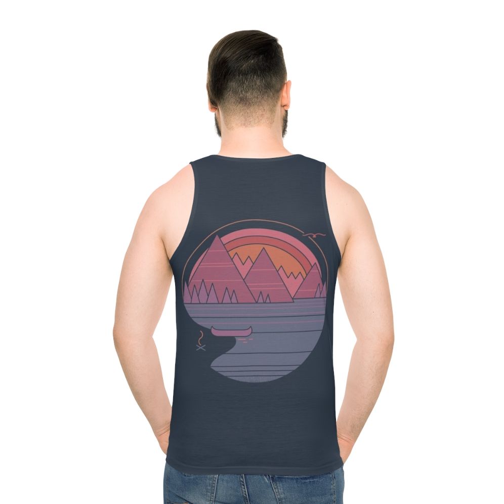 Unisex mountain landscape tank top - men back