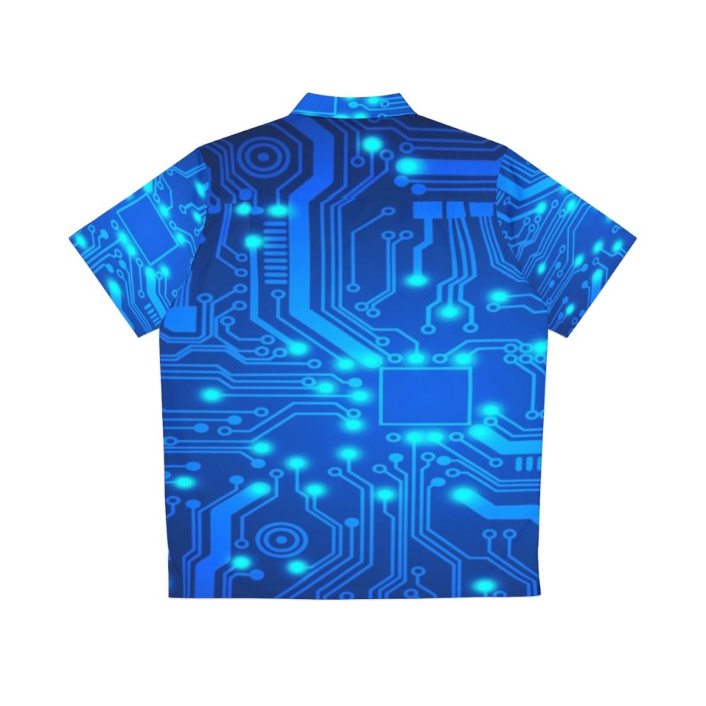 Electronic circuit Hawaiian shirt with colorful tropical patterns - Back