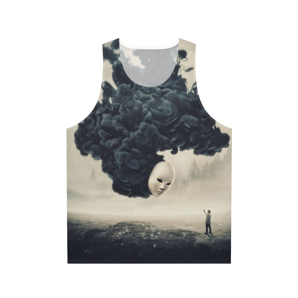 Dark surrealism unisex tank top with selfie design