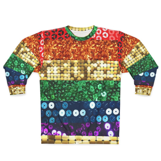 Sequin Pride Flag Sweatshirt with Rainbow Colors