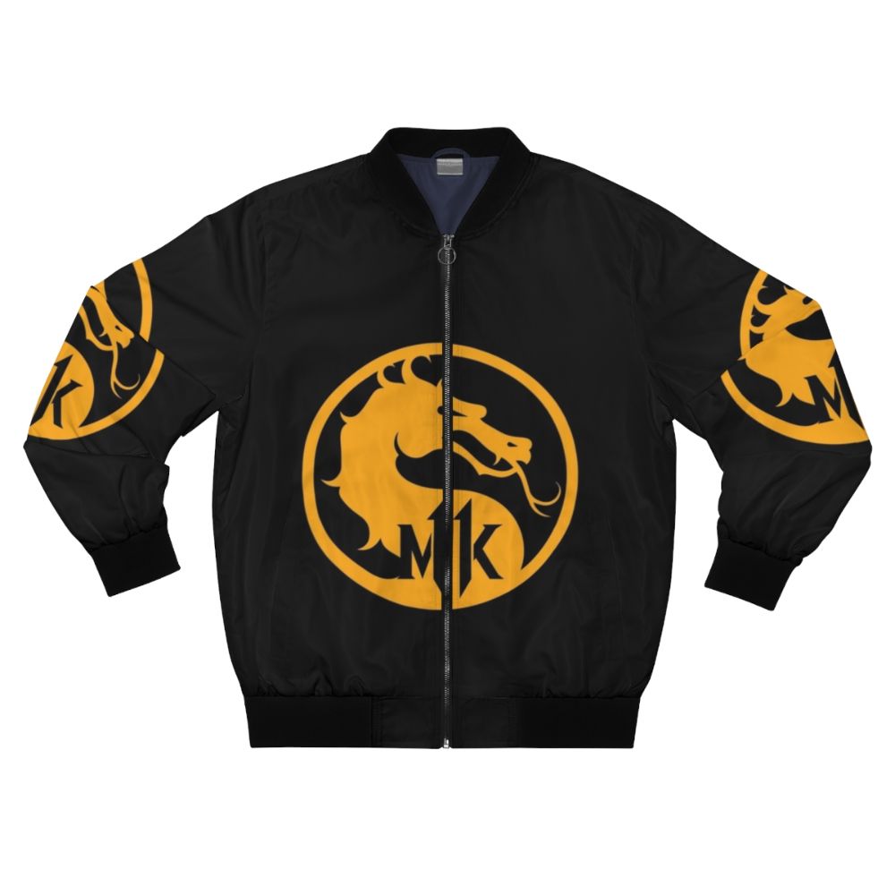 Minimalist Mortal Kombat 11 bomber jacket with a sleek, gaming-inspired design