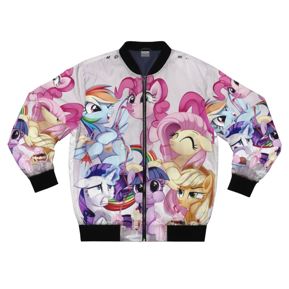 My Little Pony FIM Friendship is Magic Bomber Jacket with Twilight Sparkle, Applejack, Rarity, Pinkie Pie, Rainbow Dash, and Fluttershy