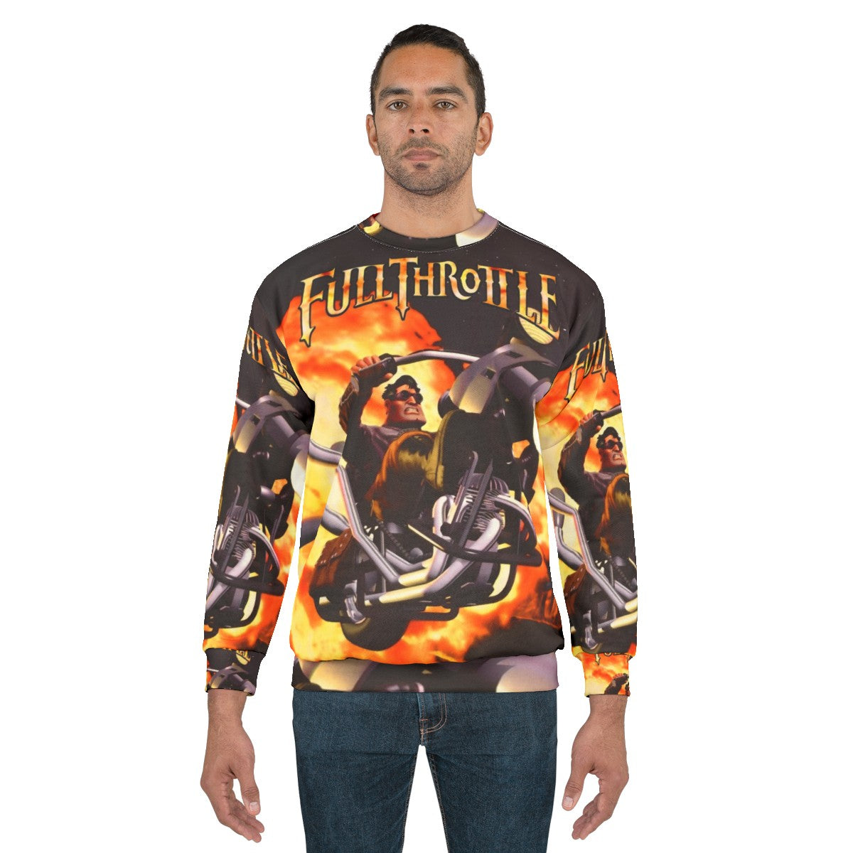 Retro gaming inspired full throttle graphic sweatshirt - men