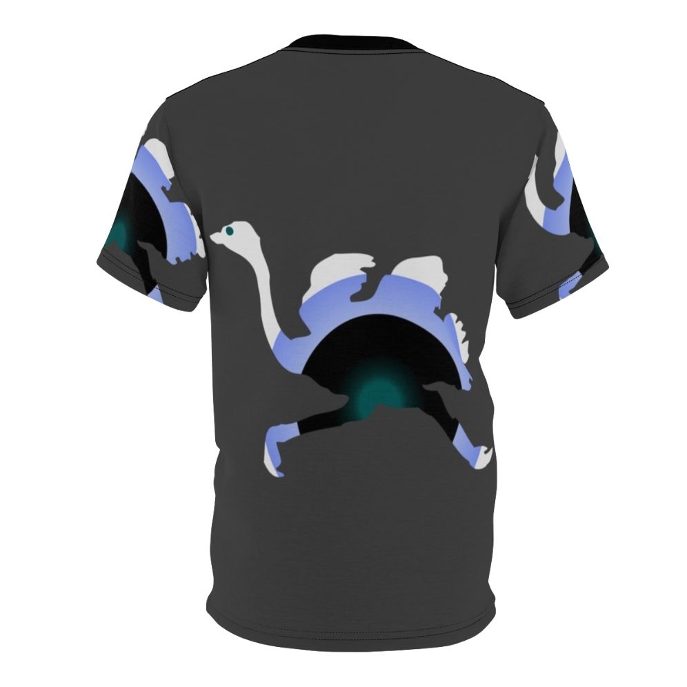 Colorful and abstract t-shirt design featuring an ostrich as a legendary animal - Back