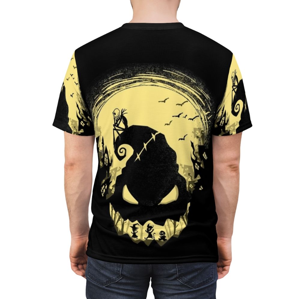 Spooky Jack Skellington graphic t-shirt inspired by the Nightmare Before Christmas - men back