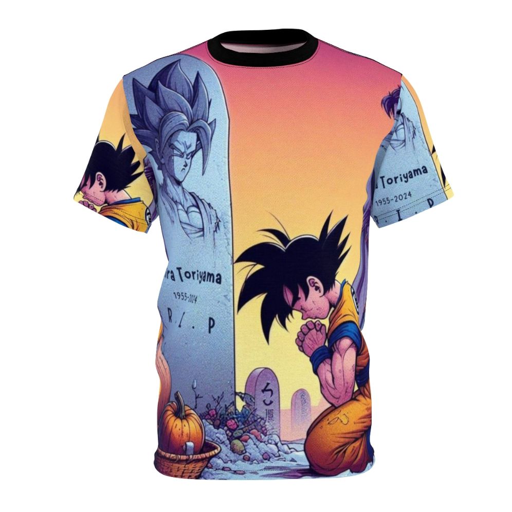 Retro anime-inspired t-shirt design featuring characters from the popular Dragon Ball series