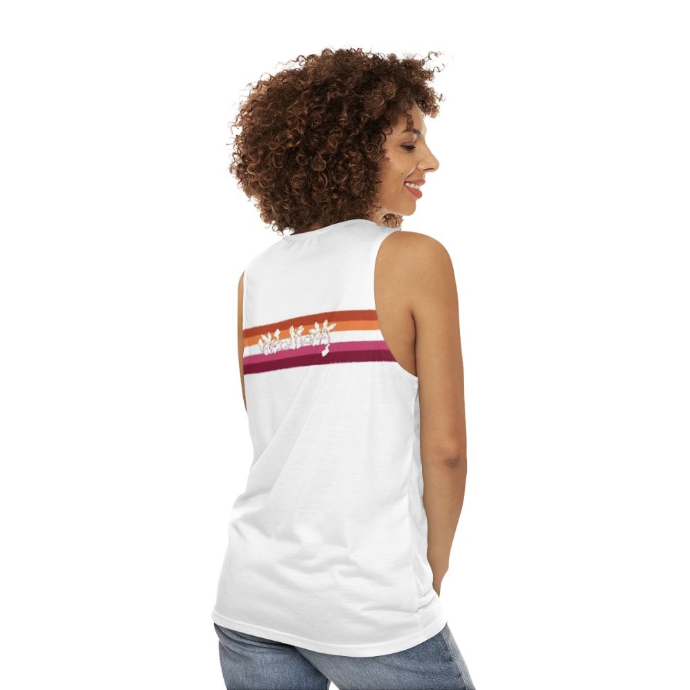 Unisex tank top with vibrant LGBTQ+ pride design - women back