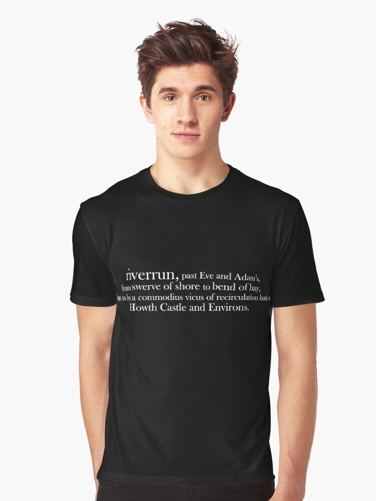 Graphic t-shirt with the opening sentence from James Joyce's novel Finnegans Wake - Men