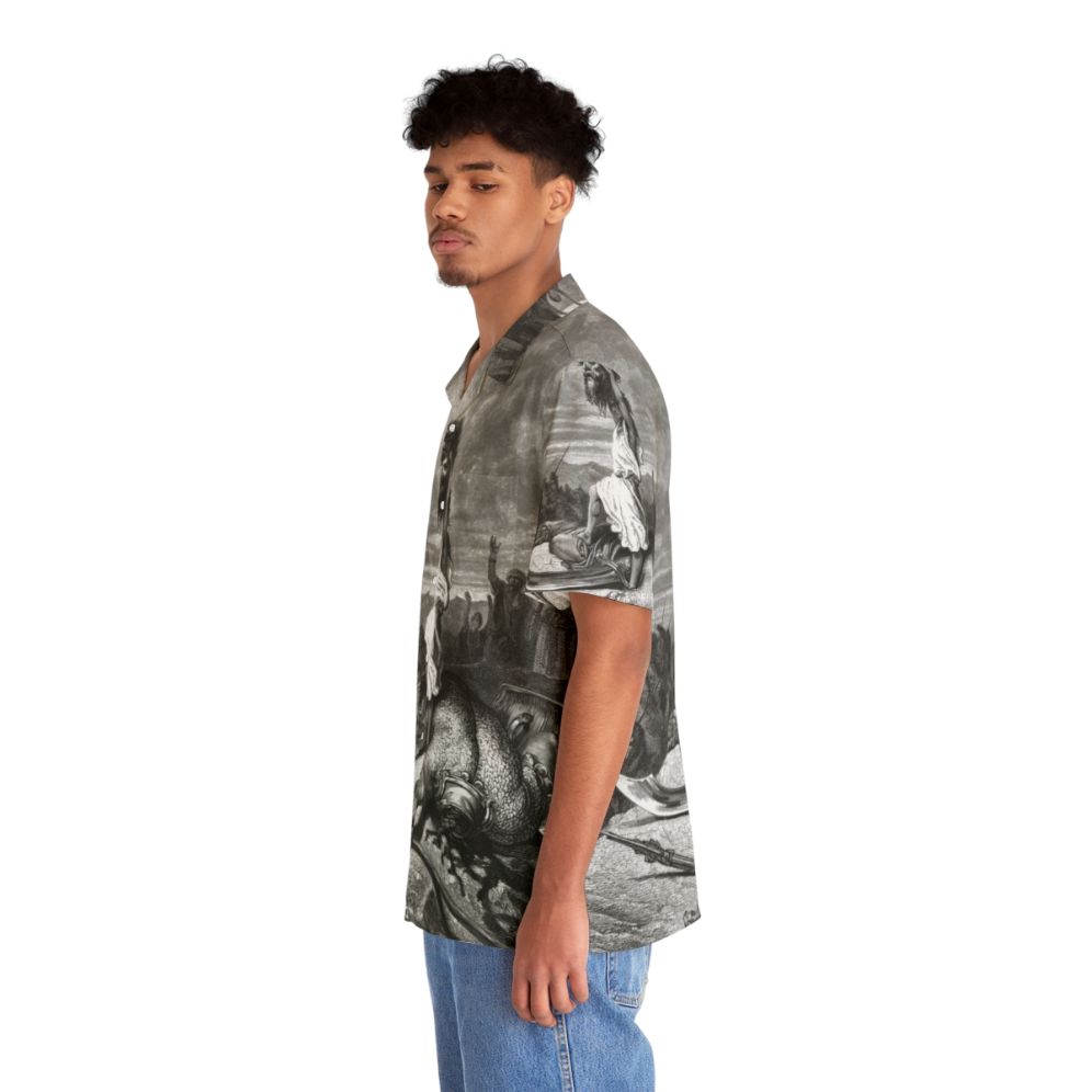 Davide E Golia Hawaiian Shirt featuring biblical David and Goliath design - People Left