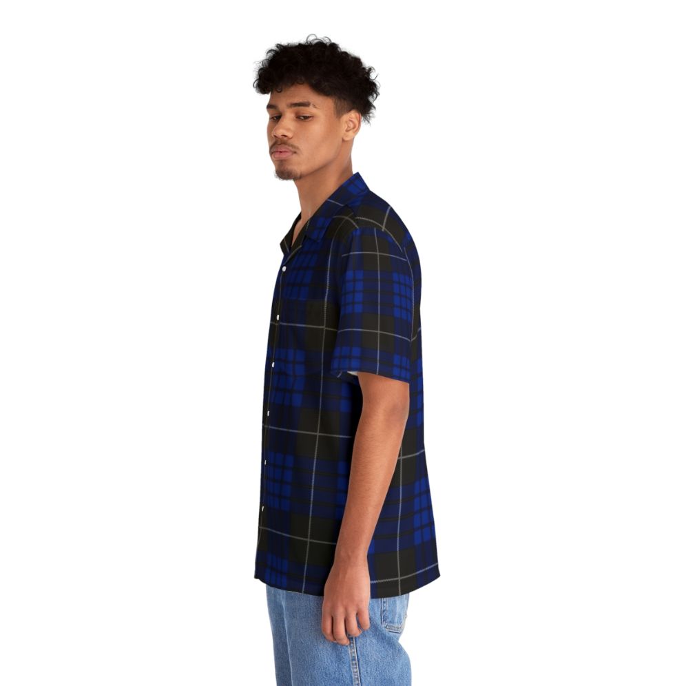 Blue and Black Tartan Plaid Hawaiian Shirt - People Left