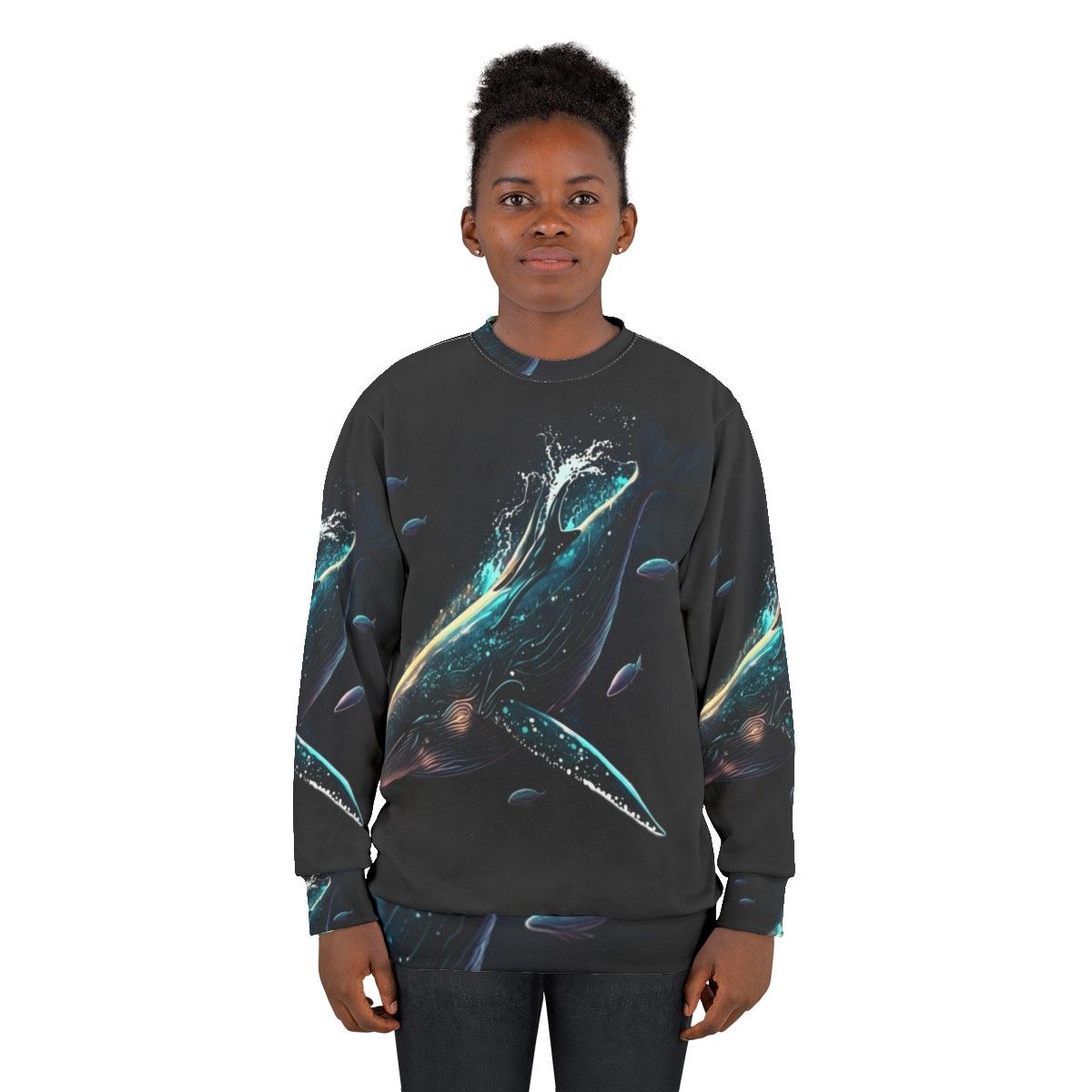 Sweatshirt with mythical sea creatures illustration - women