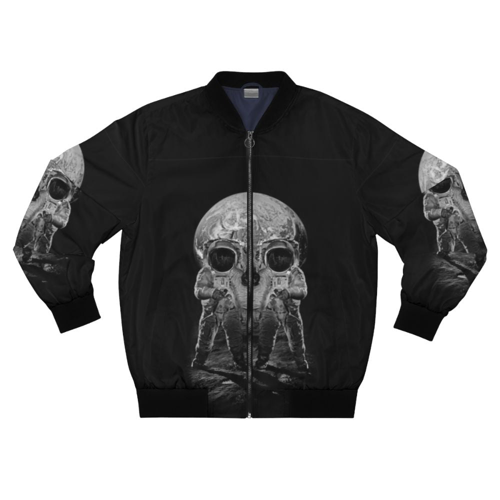 Skull Astronaut Bomber Jacket with Galaxy Print and Spooky Design