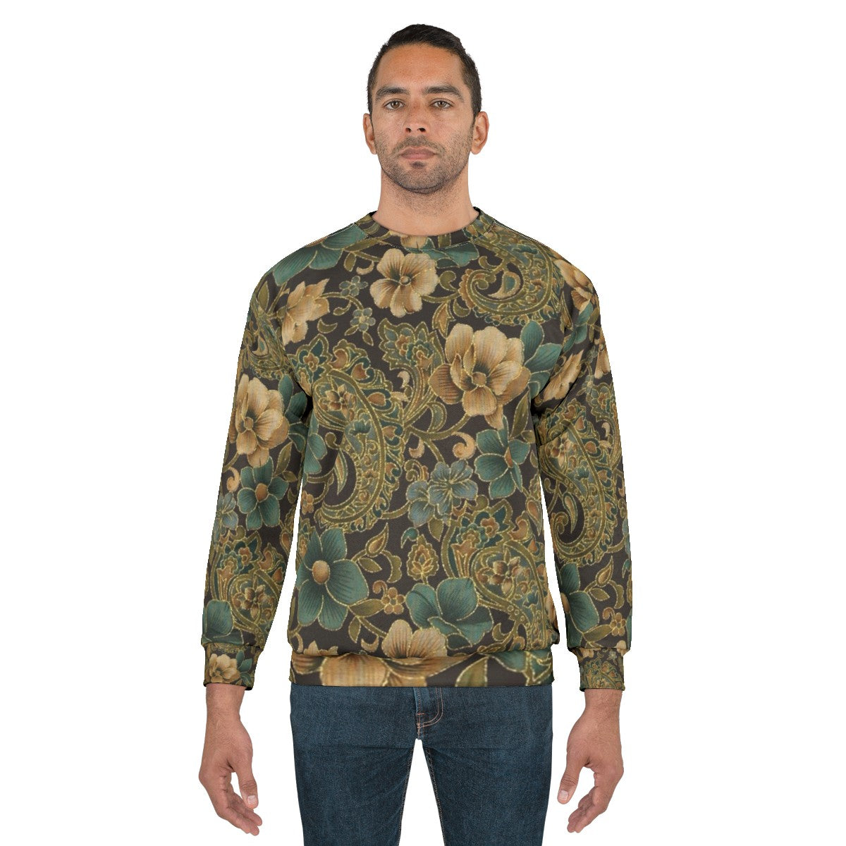 Elegant gold rose paisley floral design sweatshirt - men