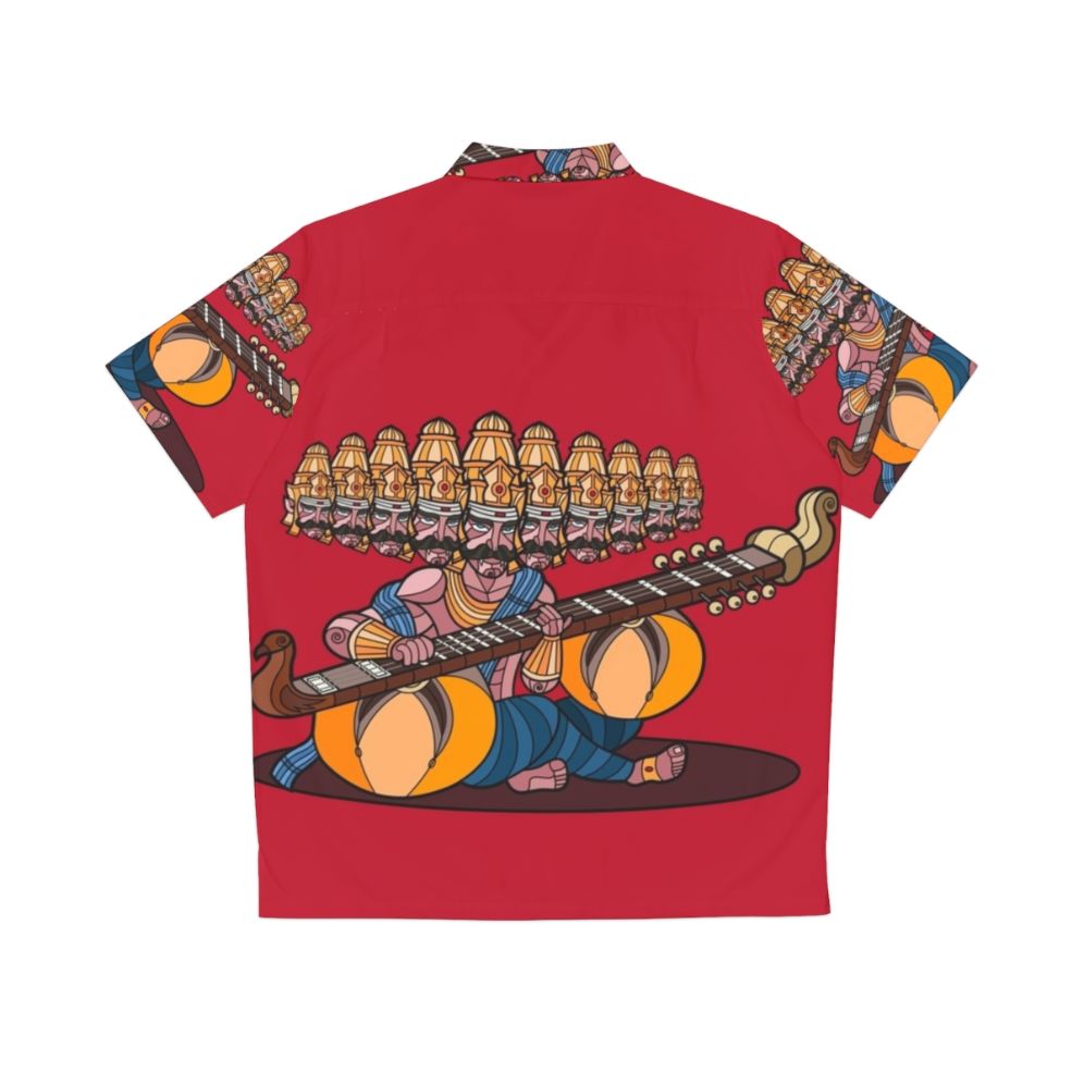 Ravana's Music Hawaiian Shirt with Veena Instrument and Indian Mythology Inspired Design - Back