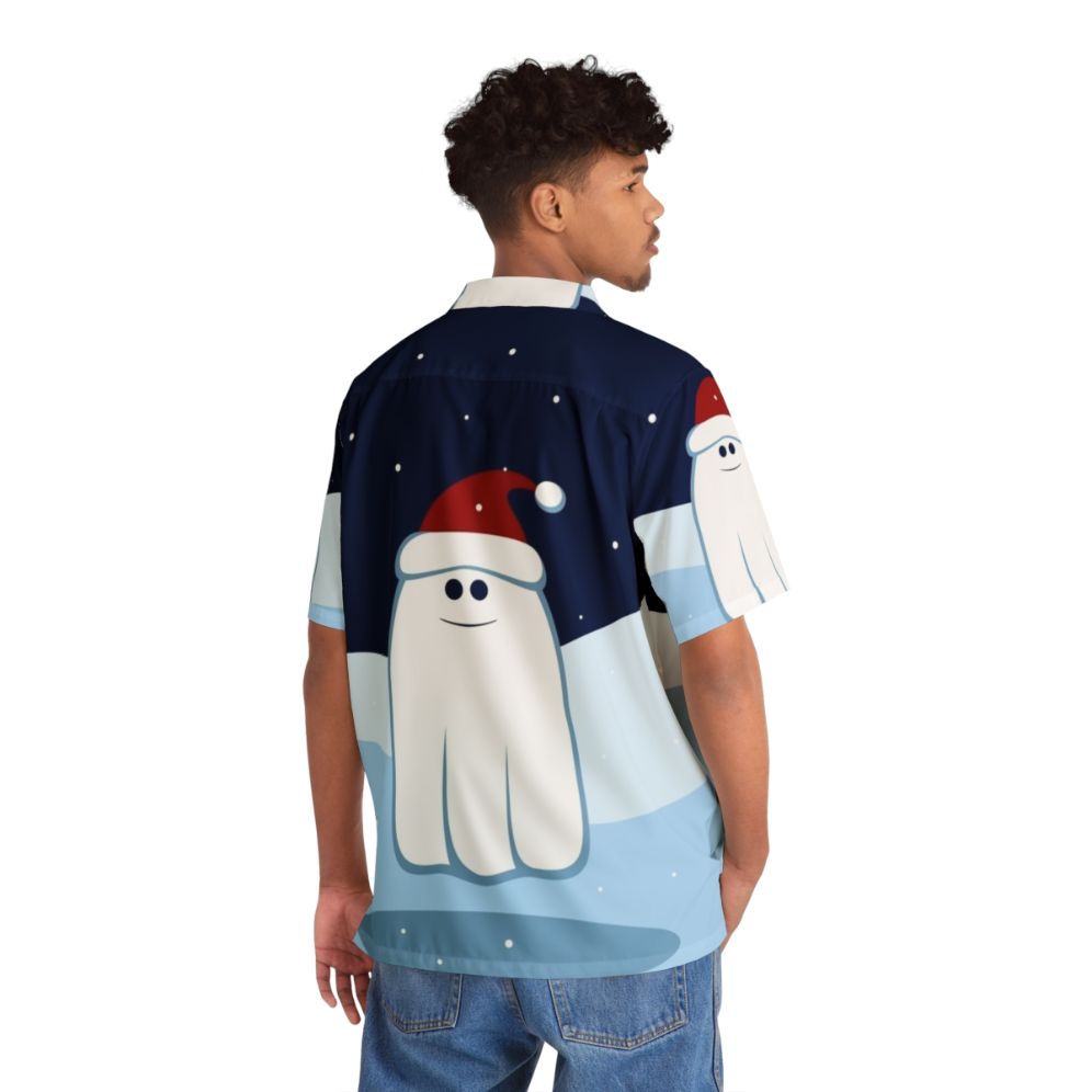 Cute cartoon Christmas ghost Hawaiian shirt - People Back