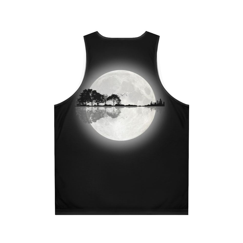 Unisex tank top with a nature-inspired guitar silhouette design - Back