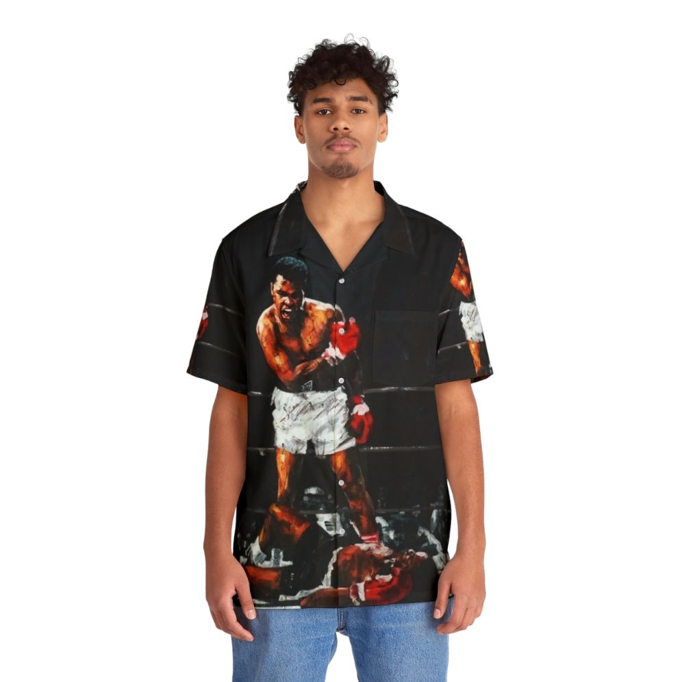 Vintage Hawaiian shirt featuring Muhammad Ali's knockout of Sonny Liston - People Front