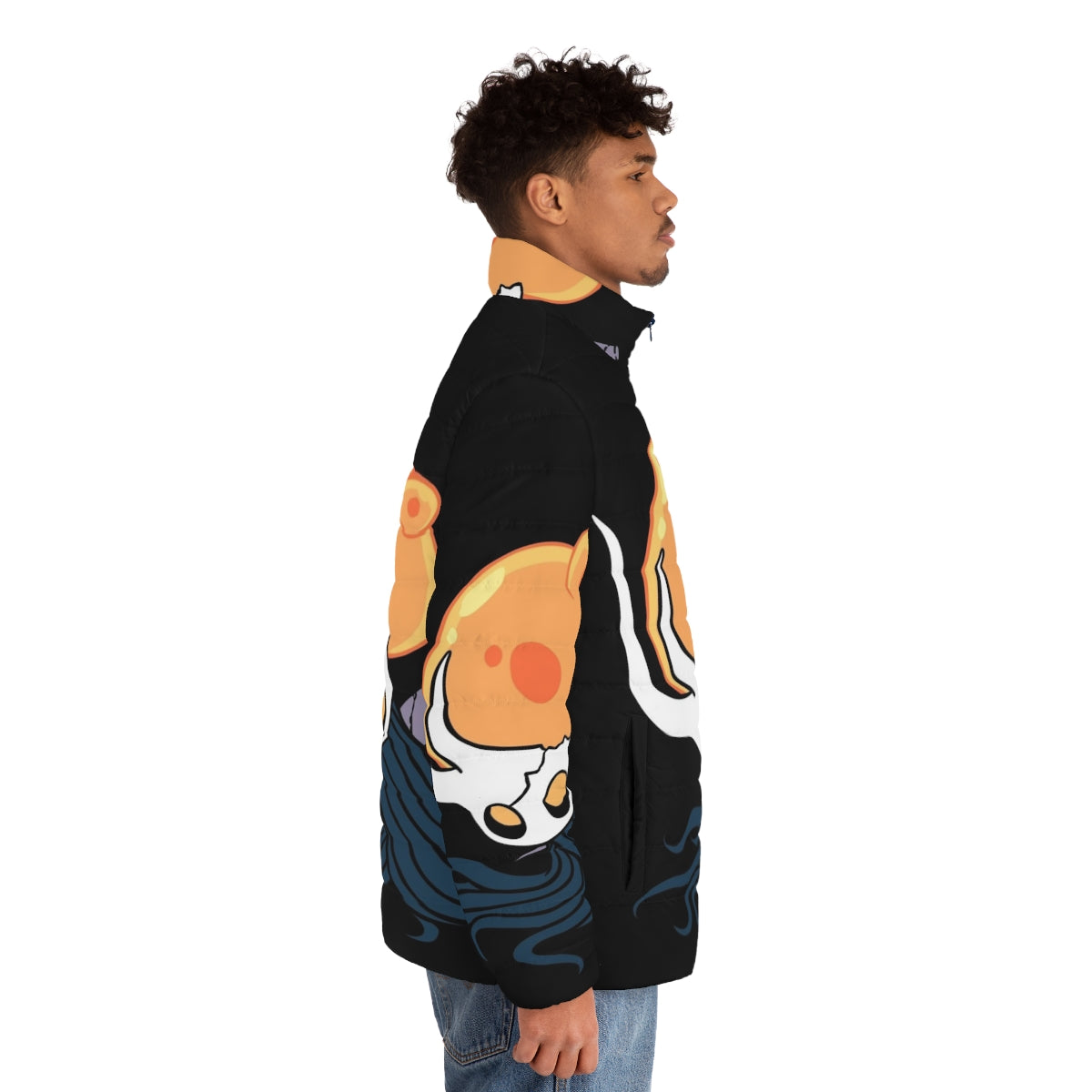 Hollow Knight Broken Vessel Minimal Vector Puffer Jacket - men side right