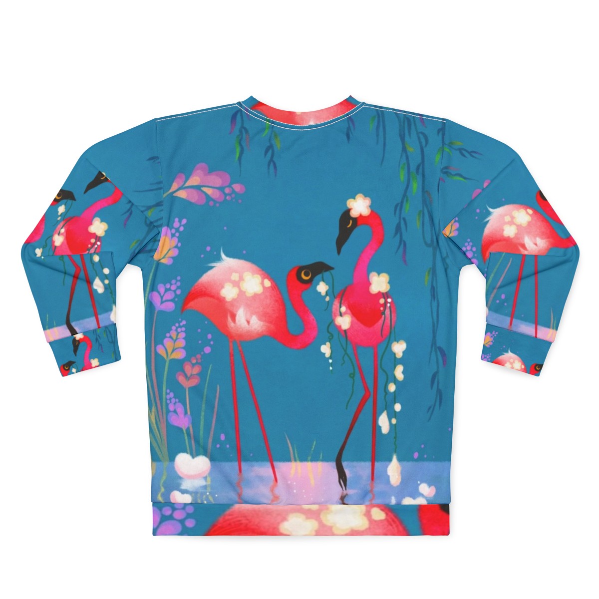 Floral flamingo hooded sweatshirt - Back