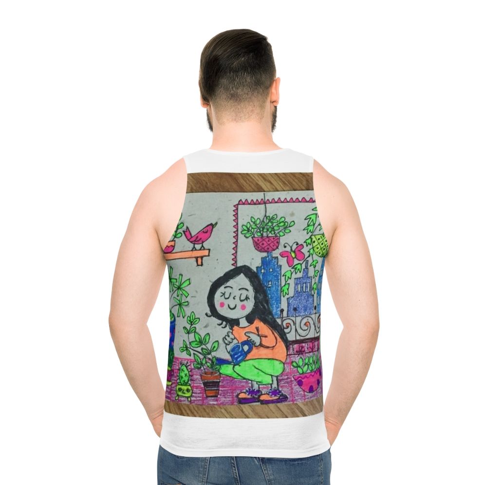 Unisex tank top with nature-inspired design - men back