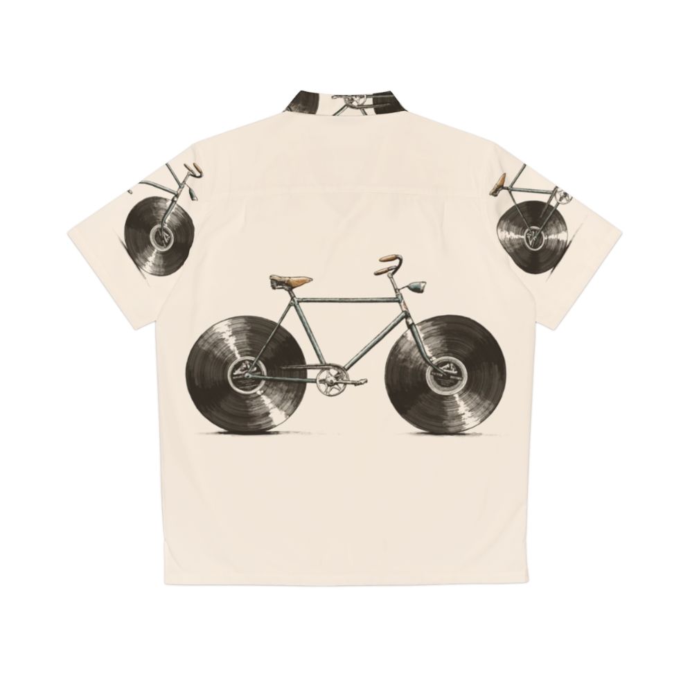 Velophone Hawaiian Shirt with Music and Bike Motifs - Back