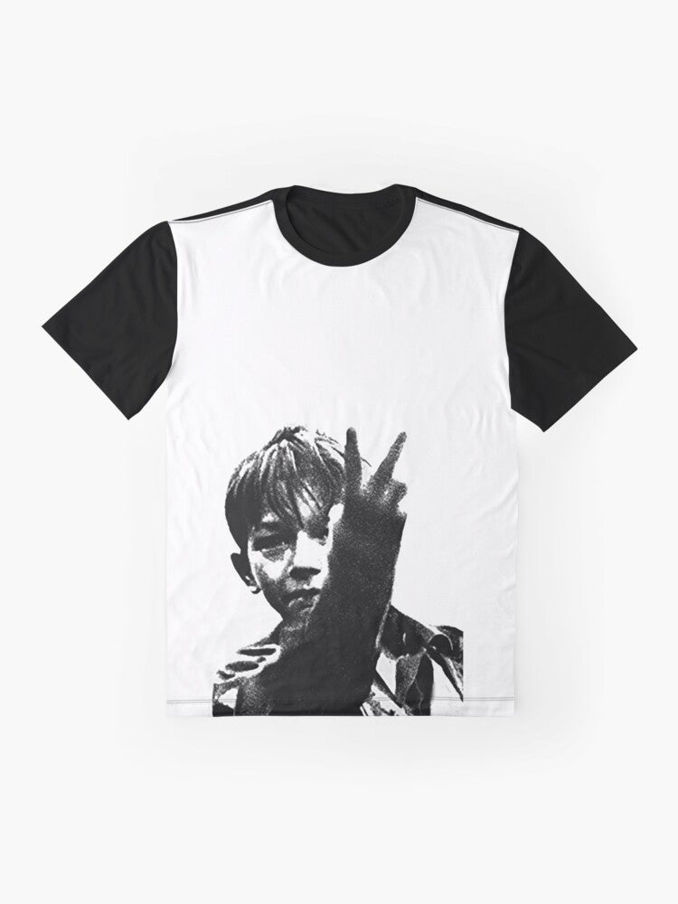 Retro graphic t-shirt featuring the movie Kes, which was set in Barnsley, England in 1969. - Flat lay