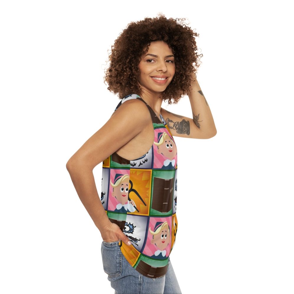 Hermey Squares Unisex Christmas Tank Top - women side