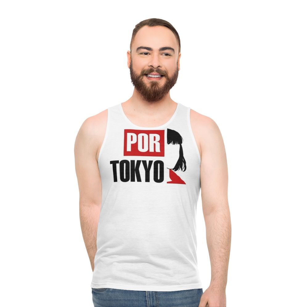 Unisex tank top with Money Heist Tokyo design - men