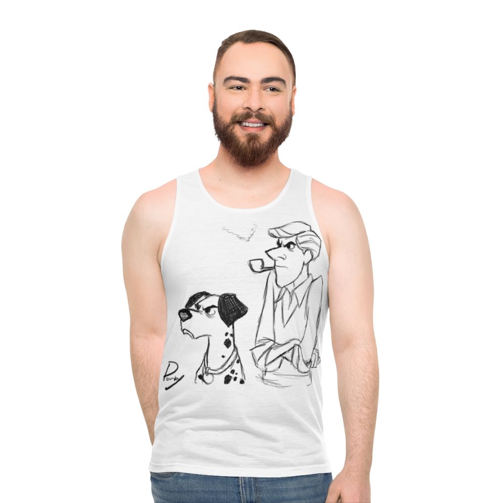 Dalmatian sketch unisex tank top - men