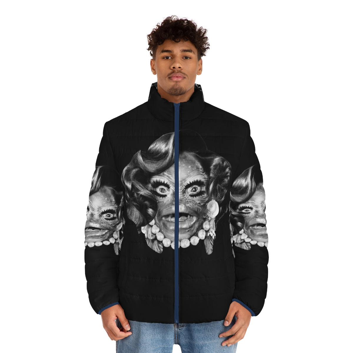 The Creature From The Black Lagoon puffer jacket, featuring a horror-inspired design for a unique and eye-catching Halloween look. - men front