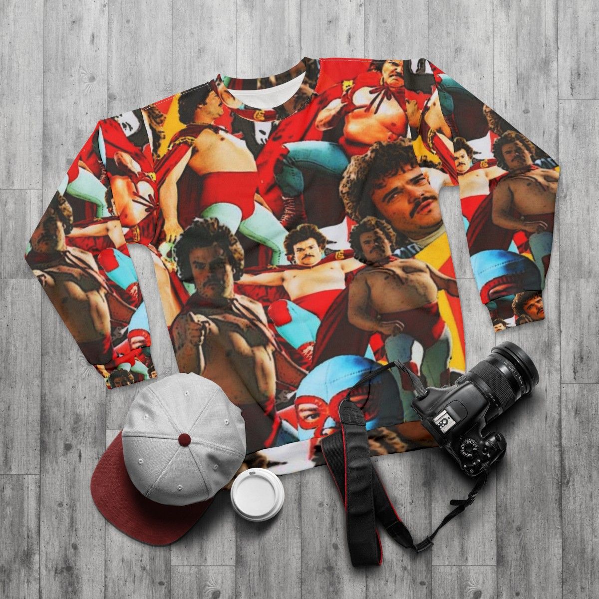 Nacho Libre Luchador Wrestler Sweatshirt - flat lay