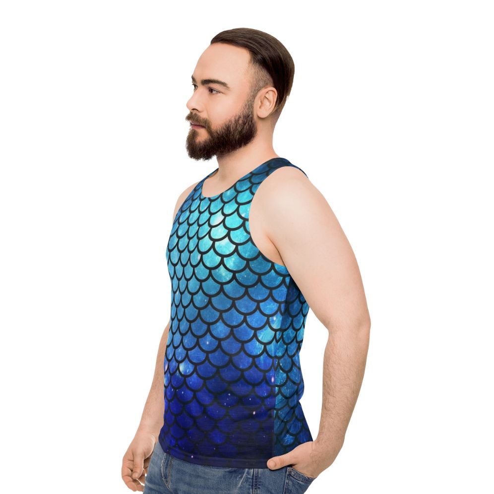 Mermaid-themed unisex tank top with galaxy print and ocean design - men side