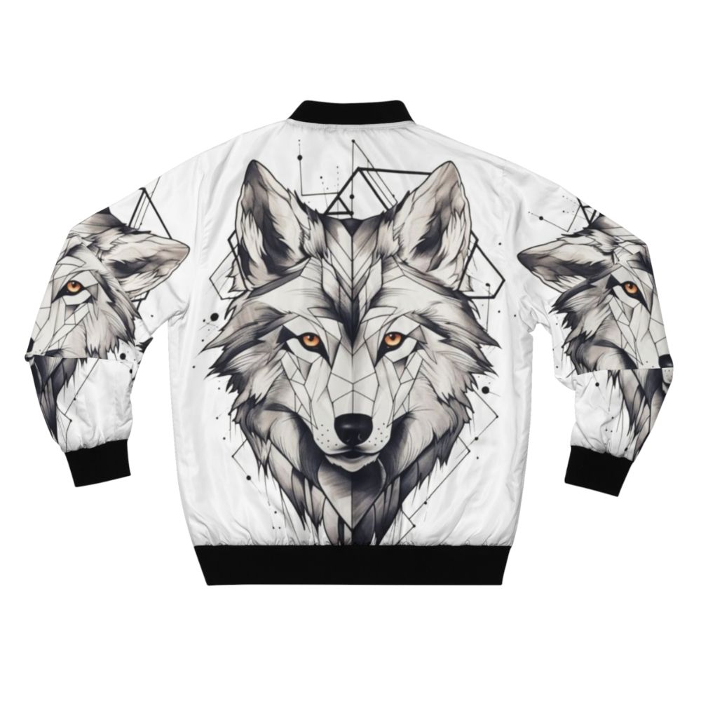 Geometric wolf print design on a bomber jacket - Back