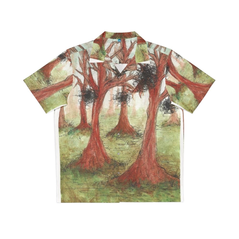 Abstract Hawaiian shirt with fantasy landscape nature design