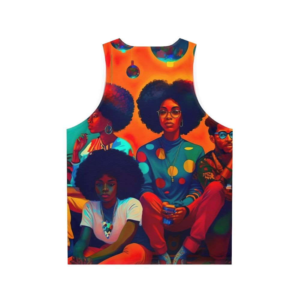 Unisex tank top with afrofuturistic, psychedelic art design - Back