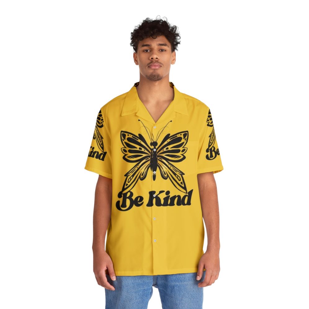 Be Kind Butterfly Hawaiian Shirt with Monarch Butterfly Design - People Front