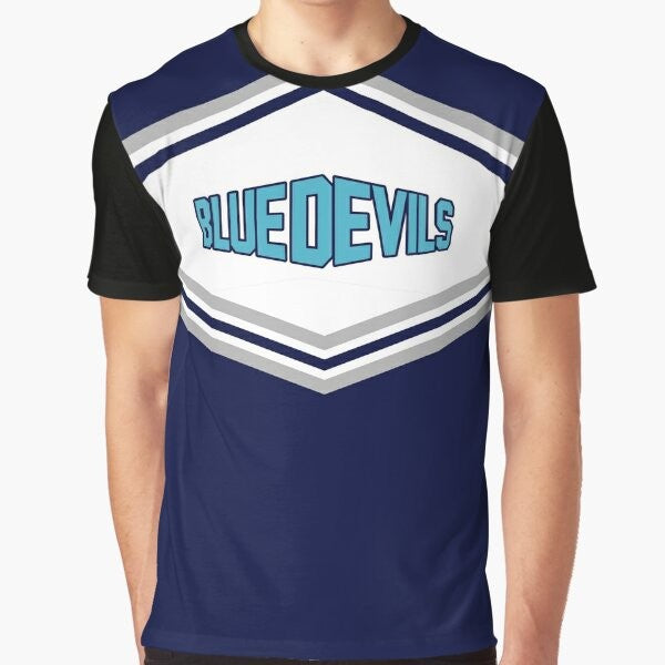 Wynonna Earp "Blue Devils" Graphic T-Shirt featuring Waverly Earp in a cheerleading outfit