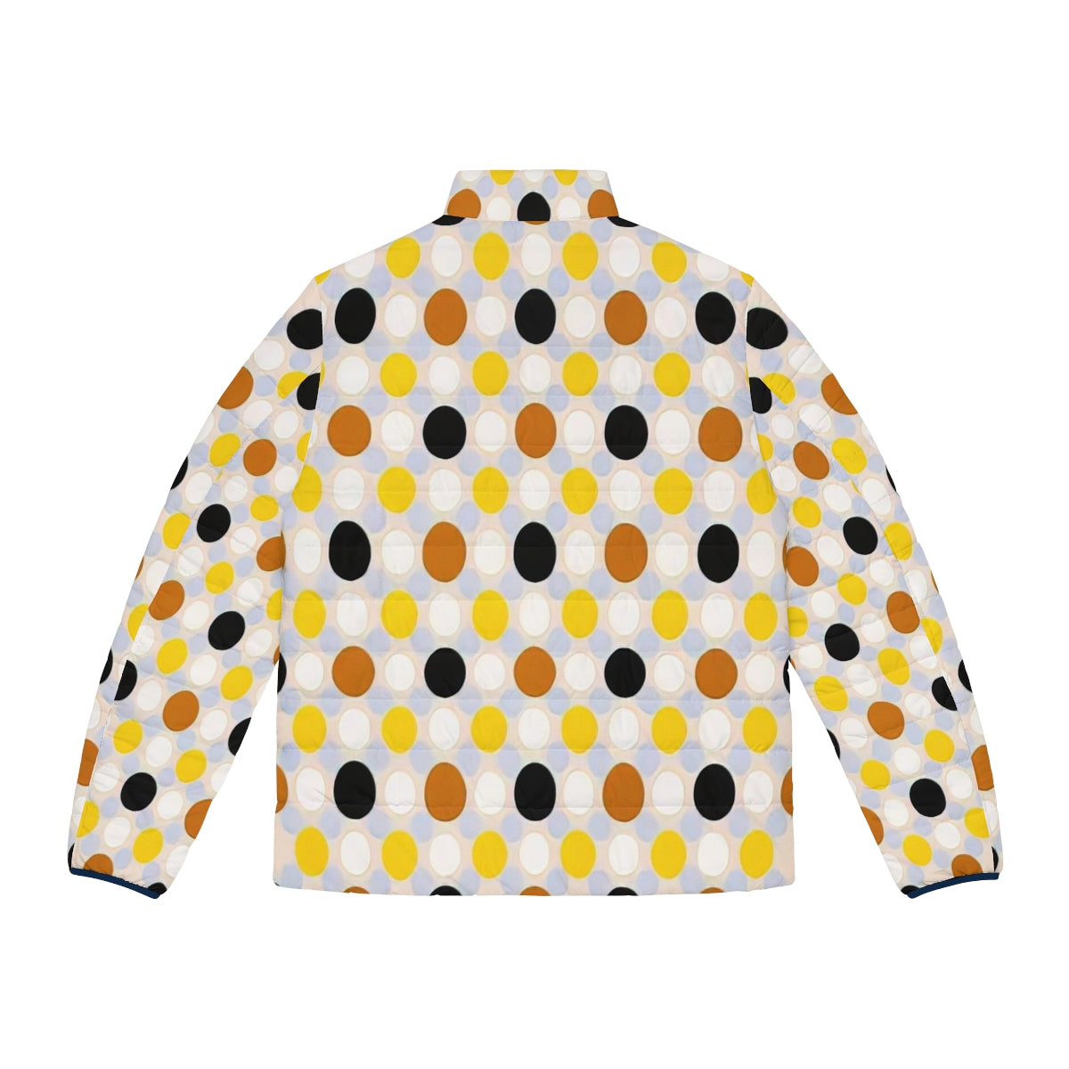 Puffer jacket in vibrant colors and geometric patterns, inspired by the abstract art of American painter Thomas Downing. - Back