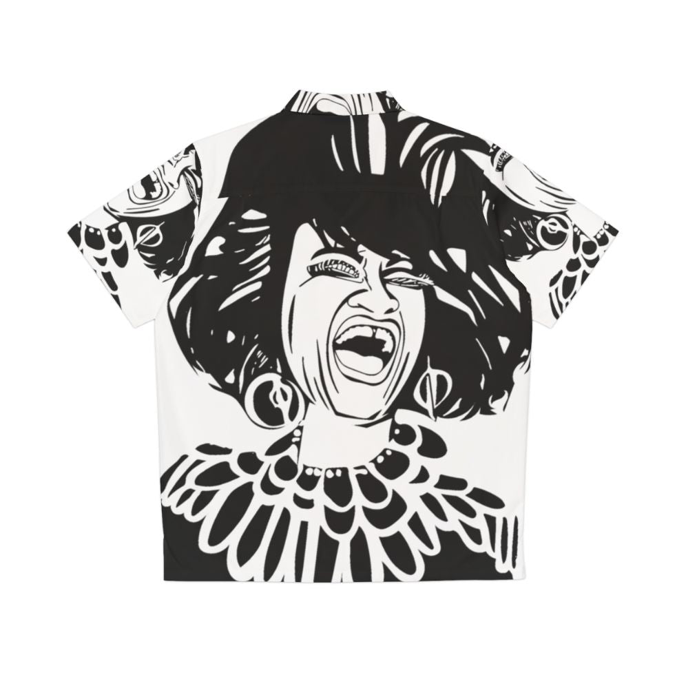 Ceila Cruz inspired Hawaiian shirt featuring an abstract black and white portrait - Back