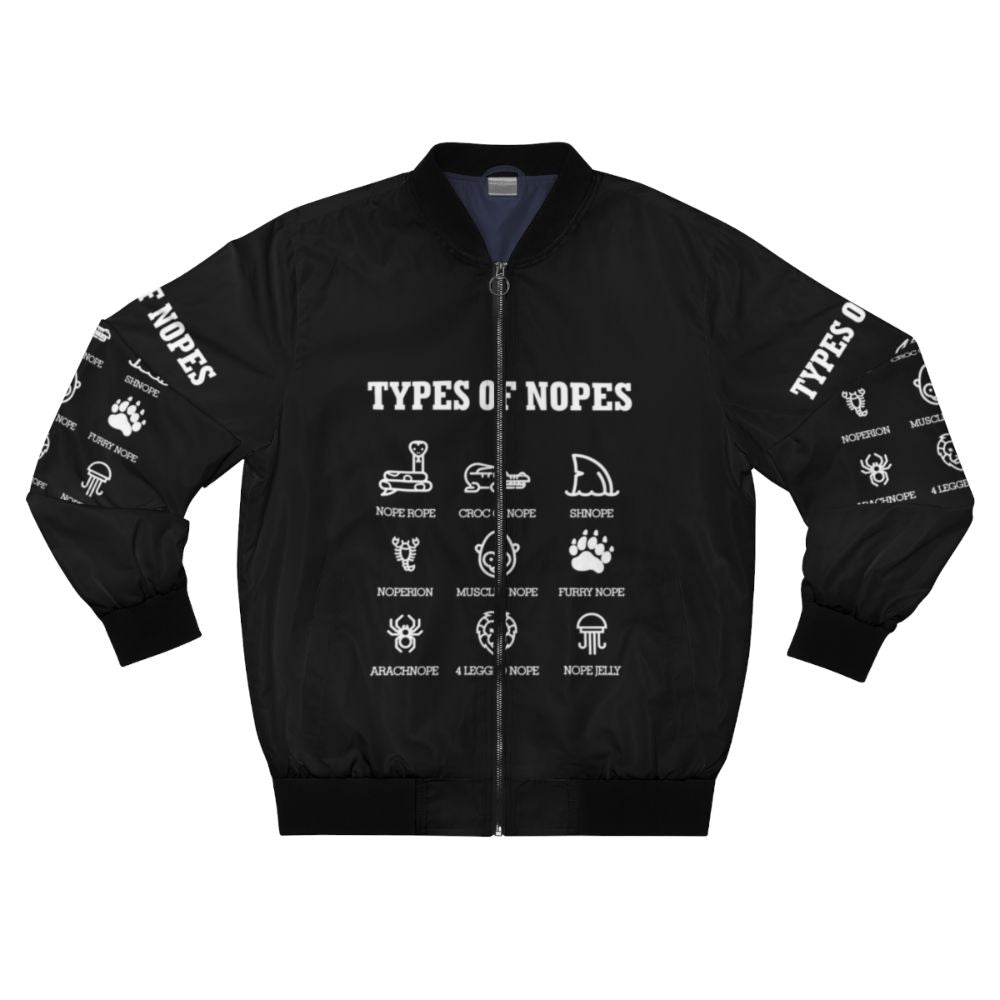 Funny Nope Bomber Jacket with a humorous "Nope" expression design