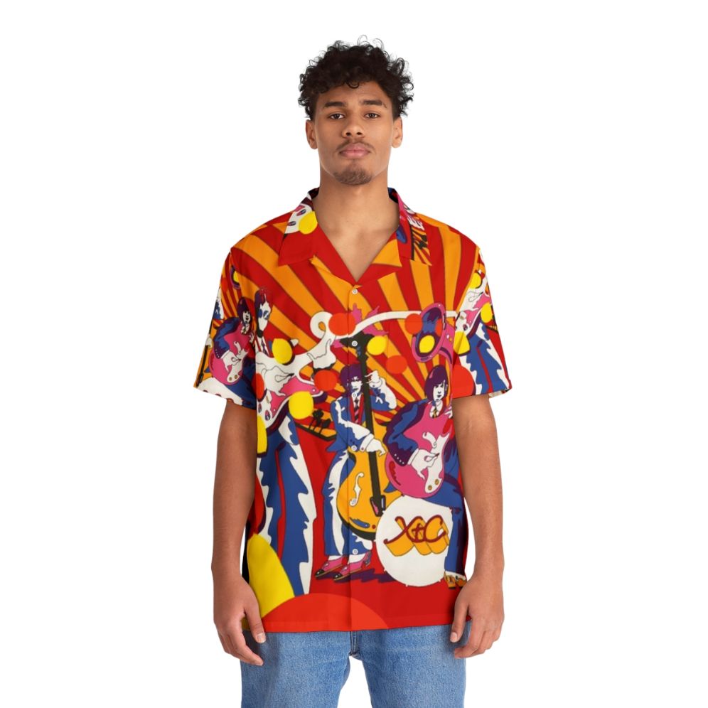 Vibrant Hawaiian XTC shirt with tropical print design - People Front