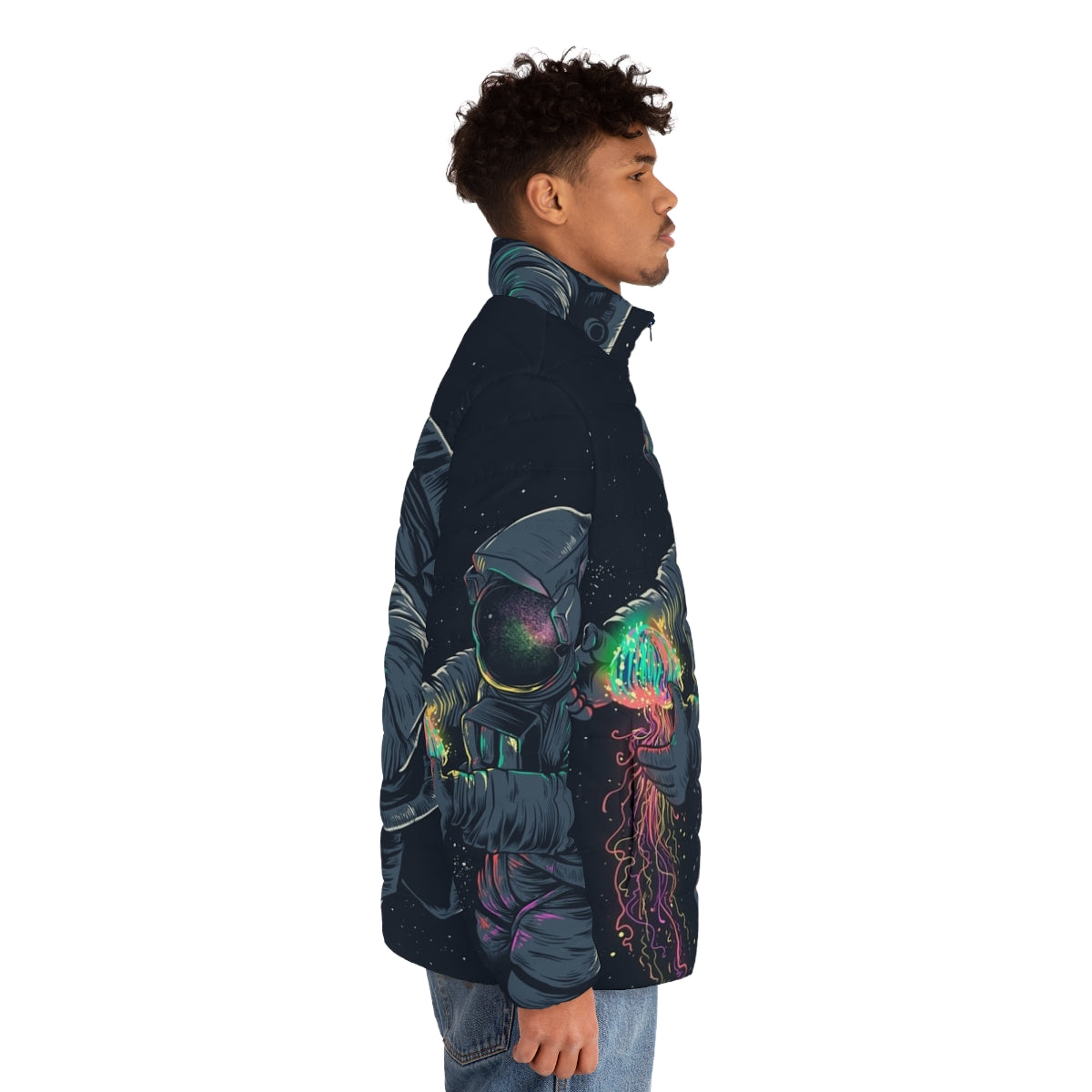 Cosmic Jellyspace Puffer Jacket - Interstellar Inspired Design for the Modern Astronaut - men side right