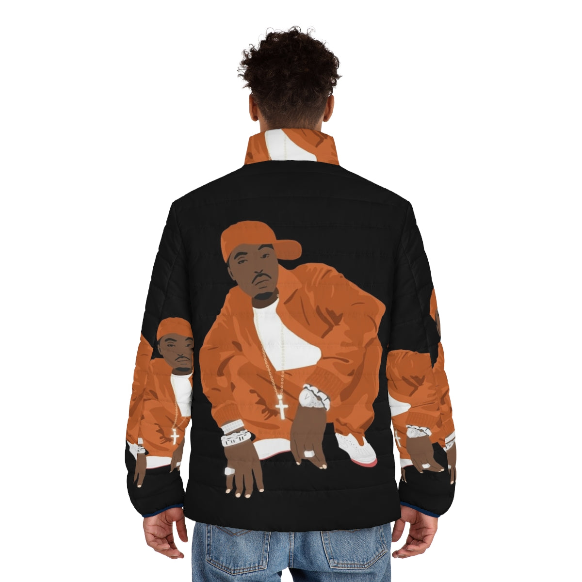 Nas Illmatic Inspired Puffer Jacket with Vector Design - men back