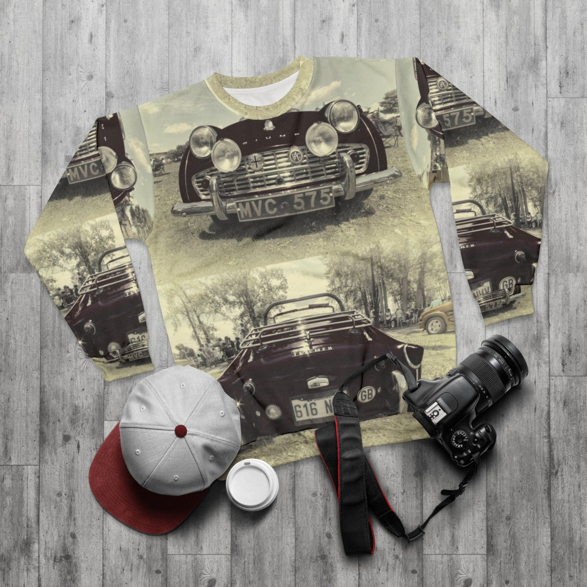 Vintage Triumph TR3 Retro Sweatshirt - flat lay