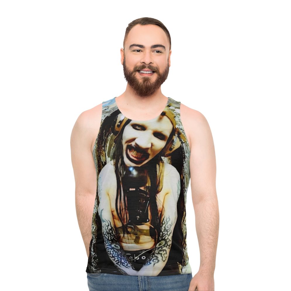 Unisex tank top with Marilyn Monroe and music band design - men