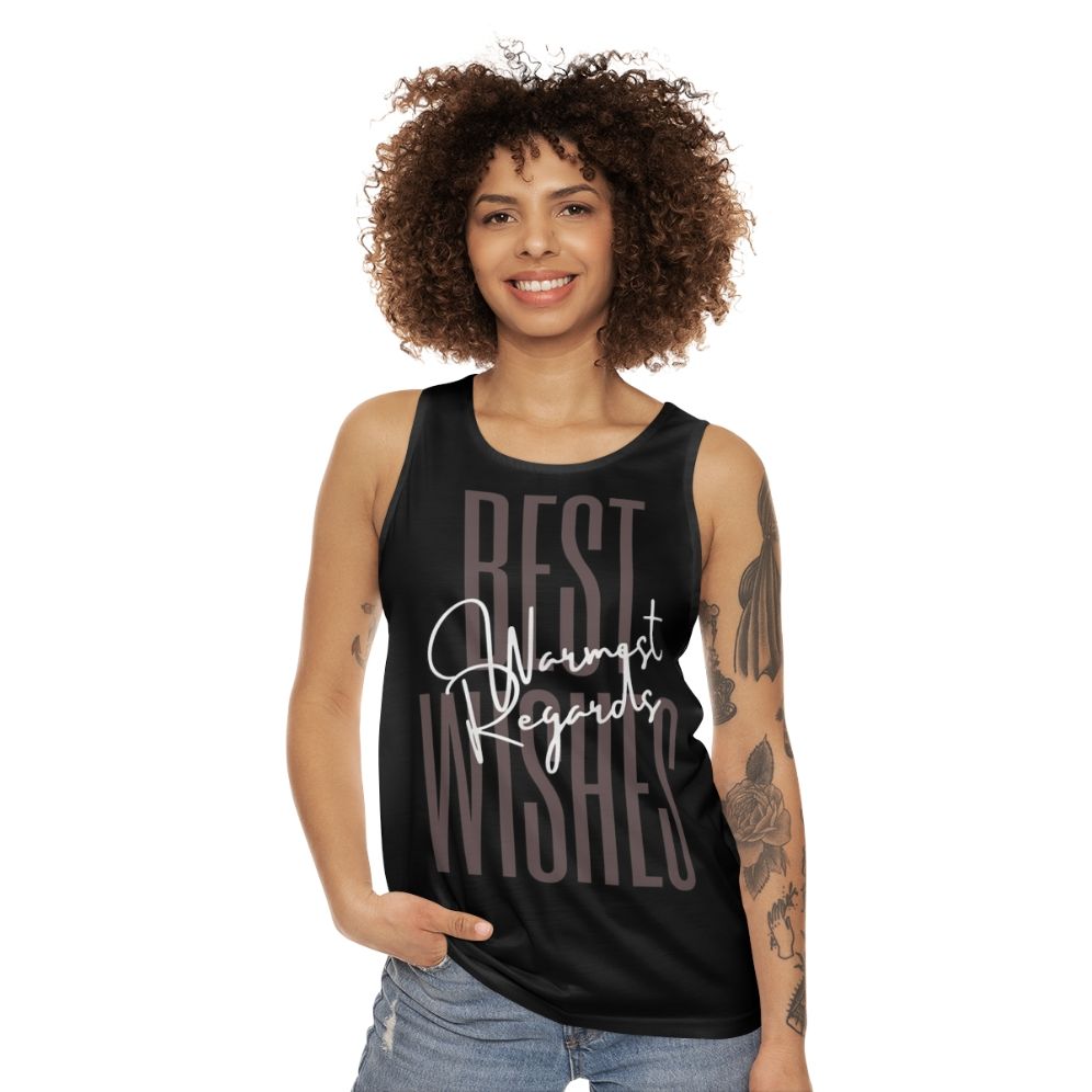 Schitt's Creek inspired "Best Wishes Warmest Regards" unisex tank top - women